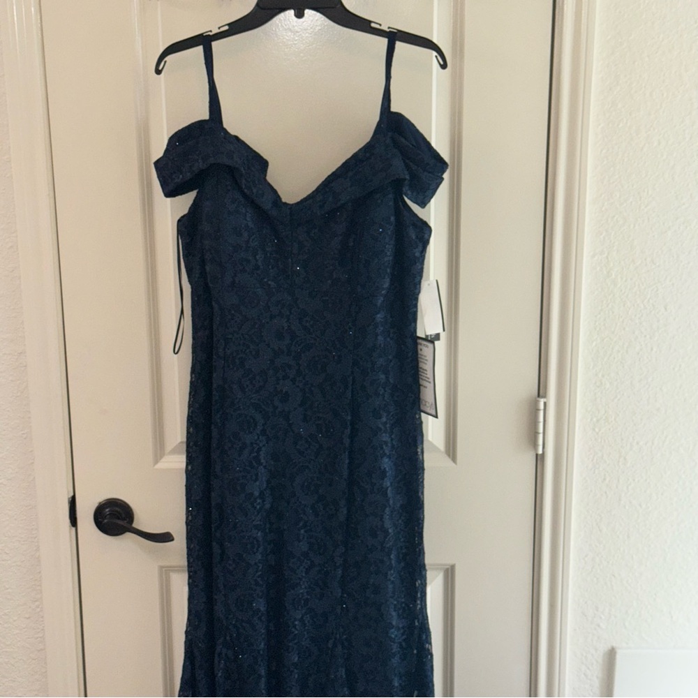 R & M Richards Blue Sequin Sundress Sleeveless Sweetheart
